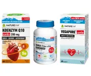 14396-naturevia koenzym q10 cardio 200mg 60 kapsli + vegapure cardio 60 kapsli + omega 3 one a day 6